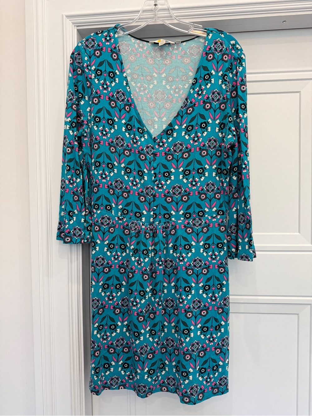 BODEN BLUE FLORAL PRINTED DRESS WOMENS SIZE 8